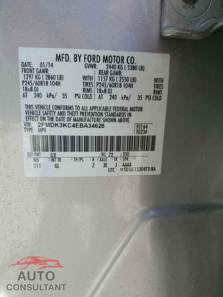 FORD EDGE 2014 - 2FMDK3KC4EBA34626