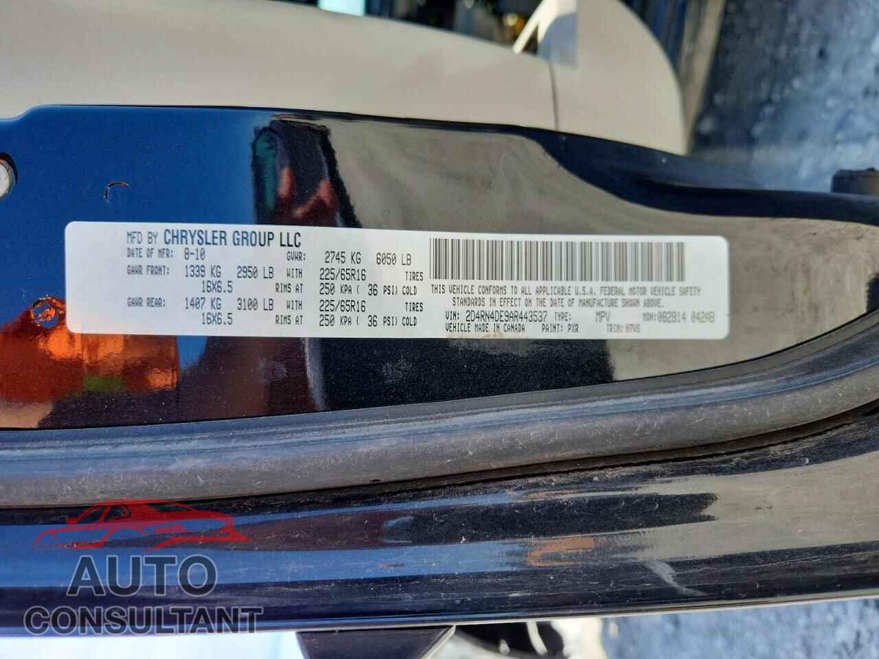 DODGE CARAVAN 2010 - 2D4RN4DE9AR443537