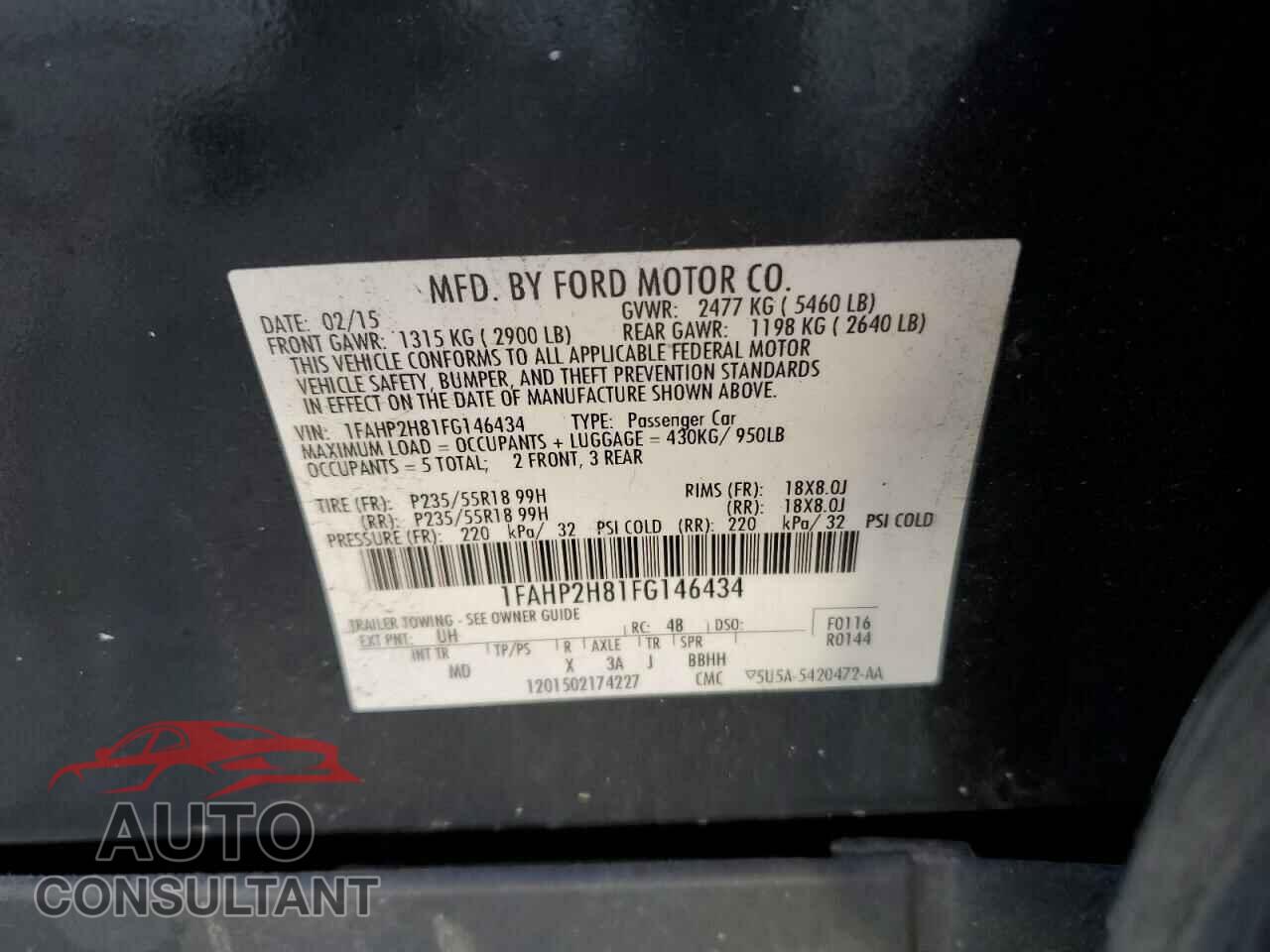 FORD TAURUS 2015 - 1FAHP2H81FG146434