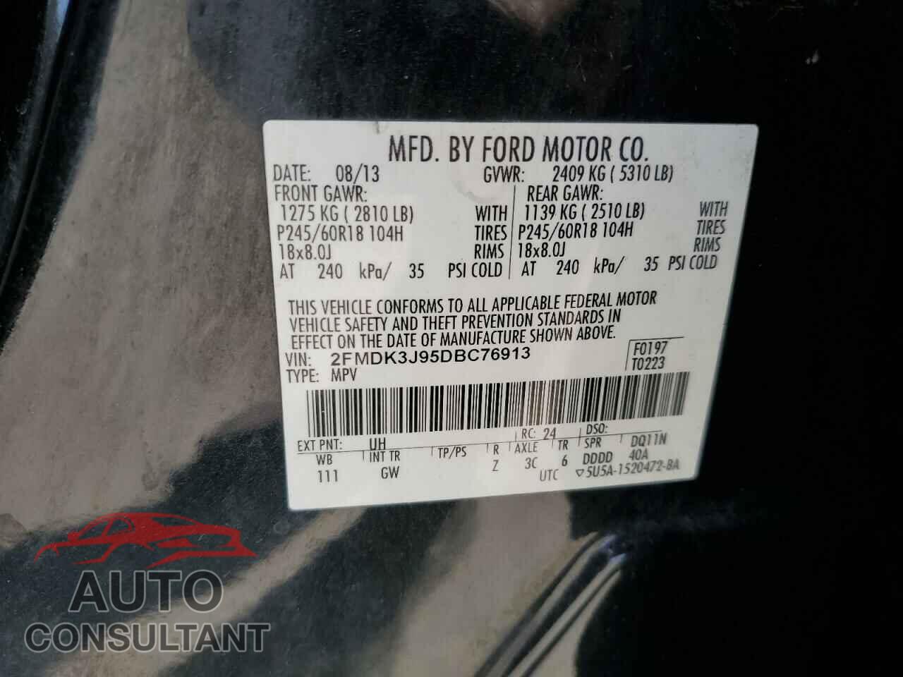 FORD EDGE 2013 - 2FMDK3J95DBC76913