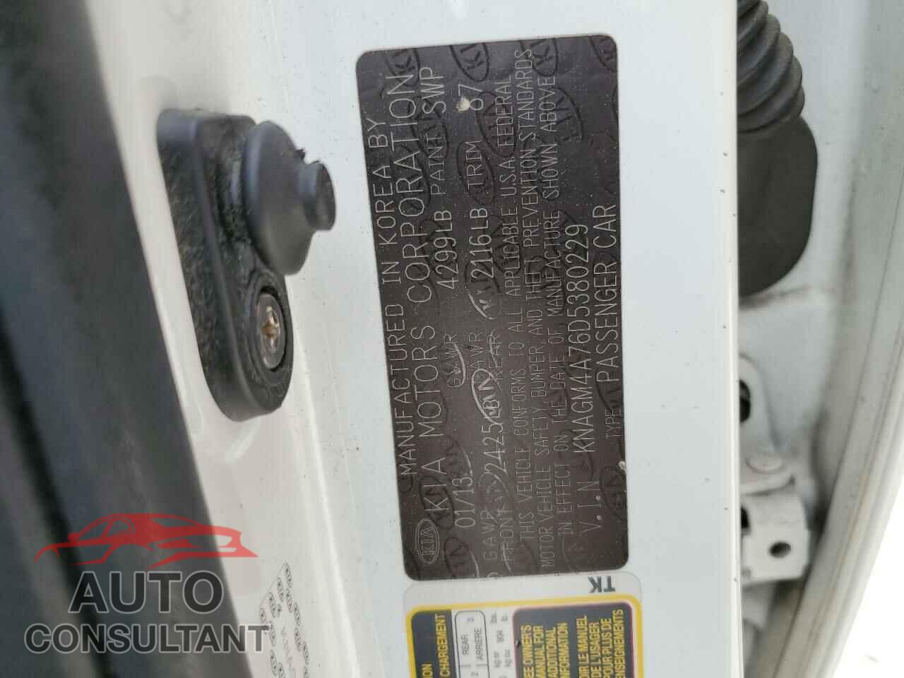KIA OPTIMA 2013 - KNAGM4A76D5380229