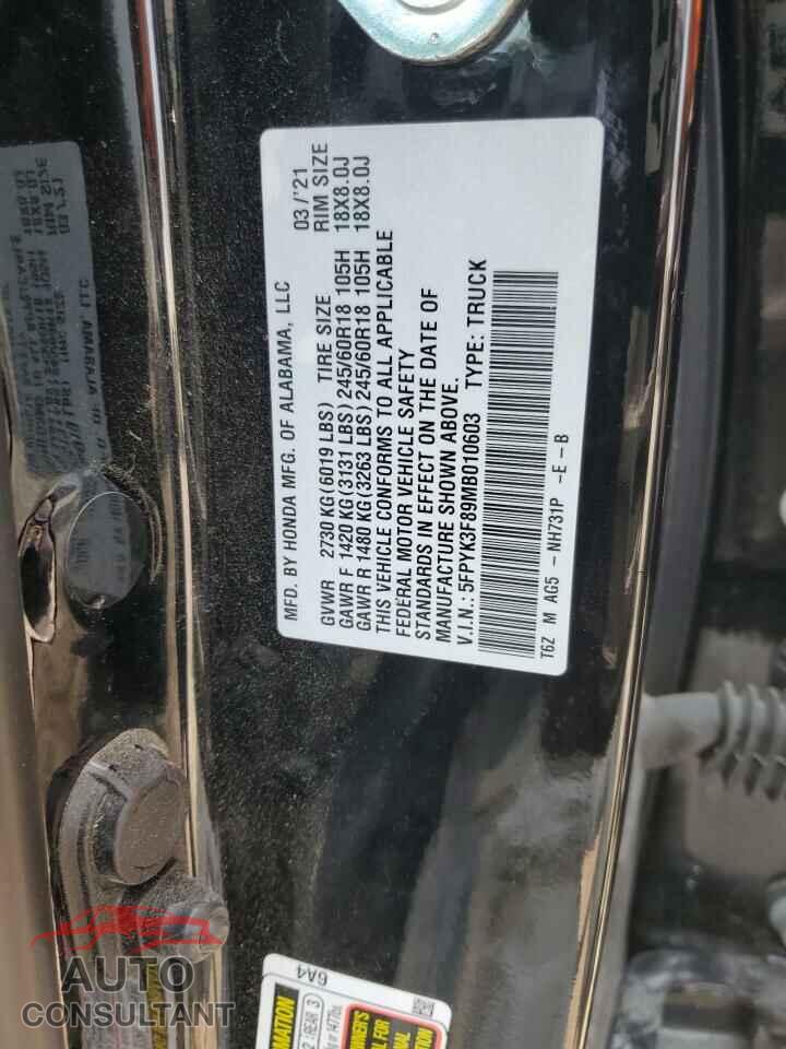 HONDA RIDGELINE 2021 - 5FPYK3F89MB010603