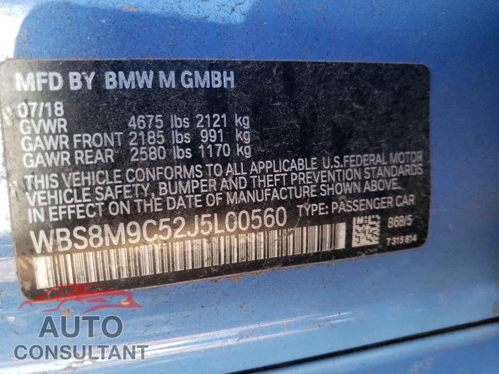 BMW M3 2018 - WBS8M9C52J5L00560