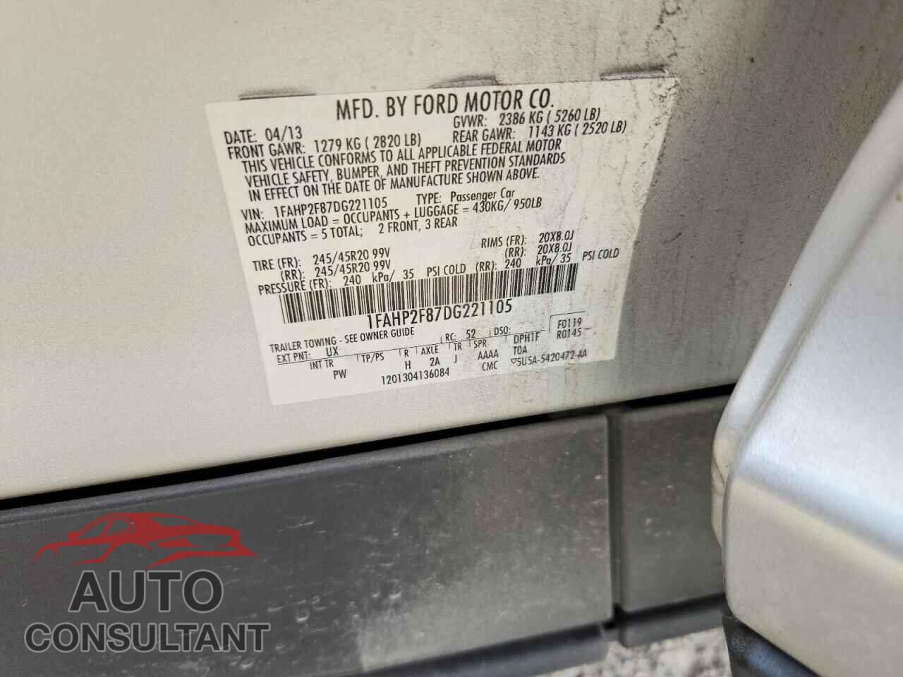 FORD TAURUS 2013 - 1FAHP2F87DG221105