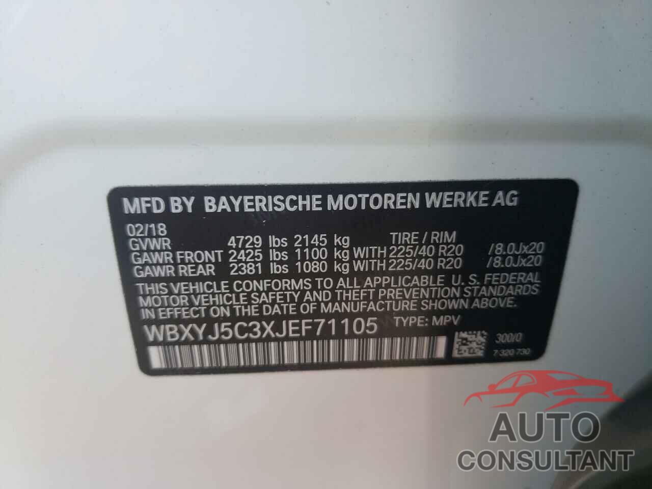 BMW X2 2018 - WBXYJ5C3XJEF71105