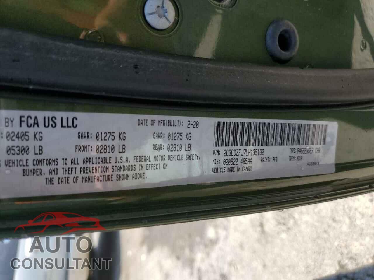 DODGE CHALLENGER 2020 - 2C3CDZFJ7LH135132