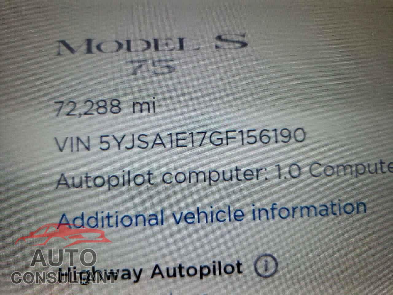 TESLA MODEL S 2016 - 5YJSA1E17GF156190