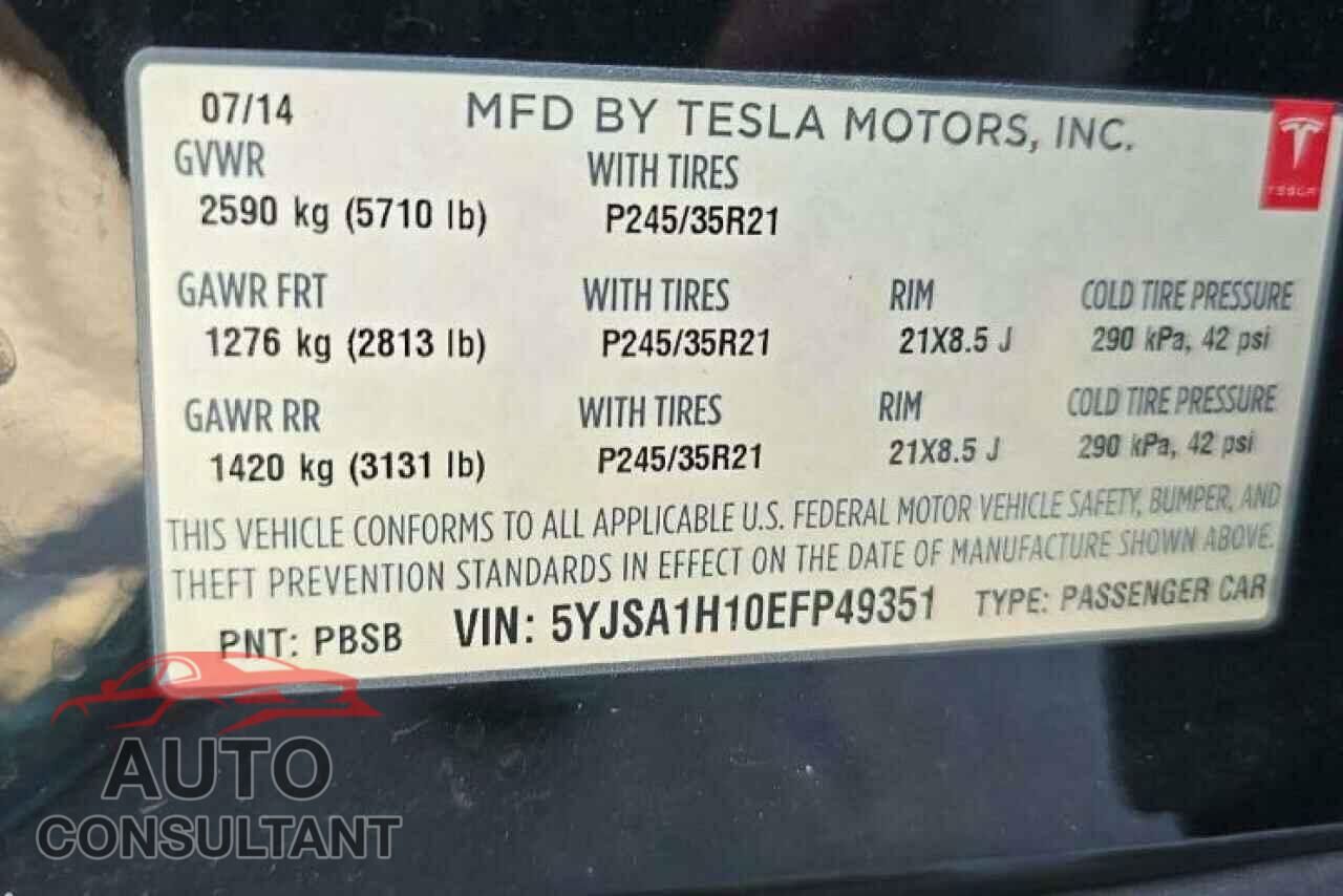 TESLA MODEL S 2014 - 5YJSA1H10EFP49351