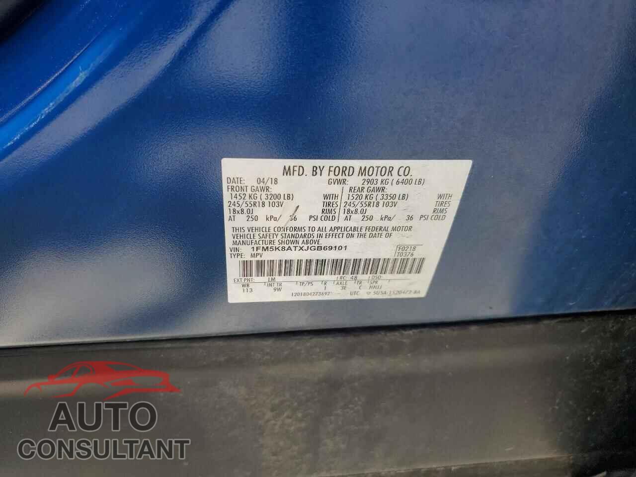 FORD EXPLORER 2018 - 1FM5K8ATXJGB69101