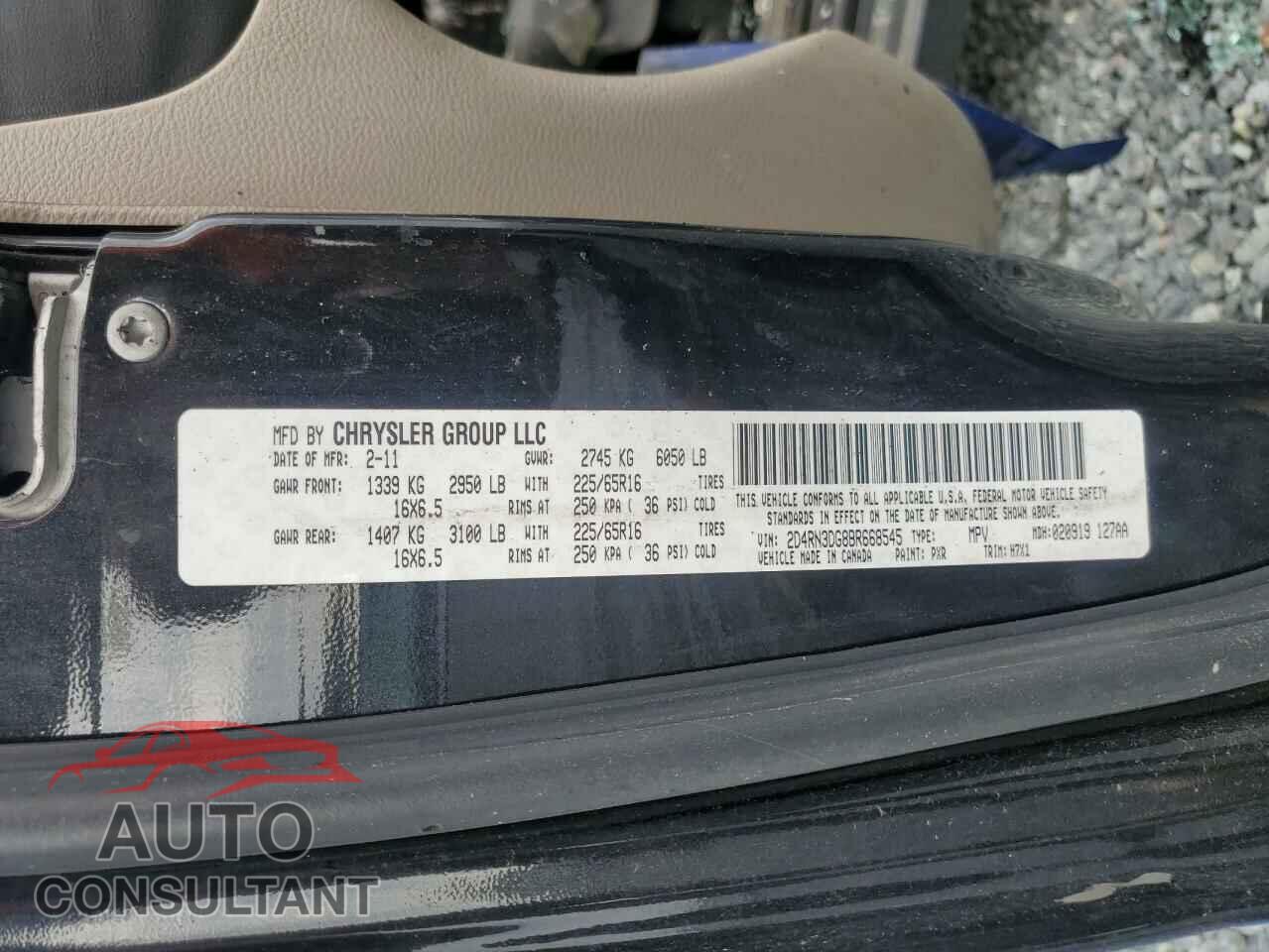 DODGE CARAVAN 2011 - 2D4RN3DG8BR668545