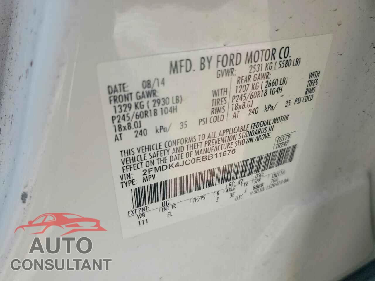 FORD EDGE 2014 - 2FMDK4JC0EBB11676