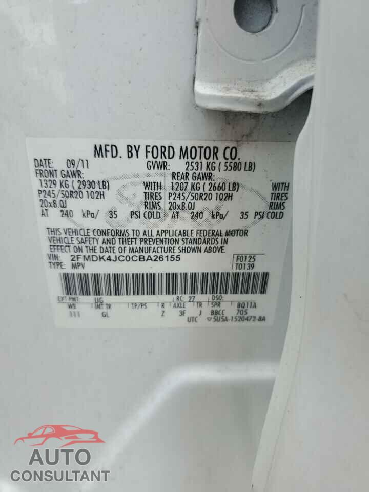 FORD EDGE 2012 - 2FMDK4JC0CBA26155