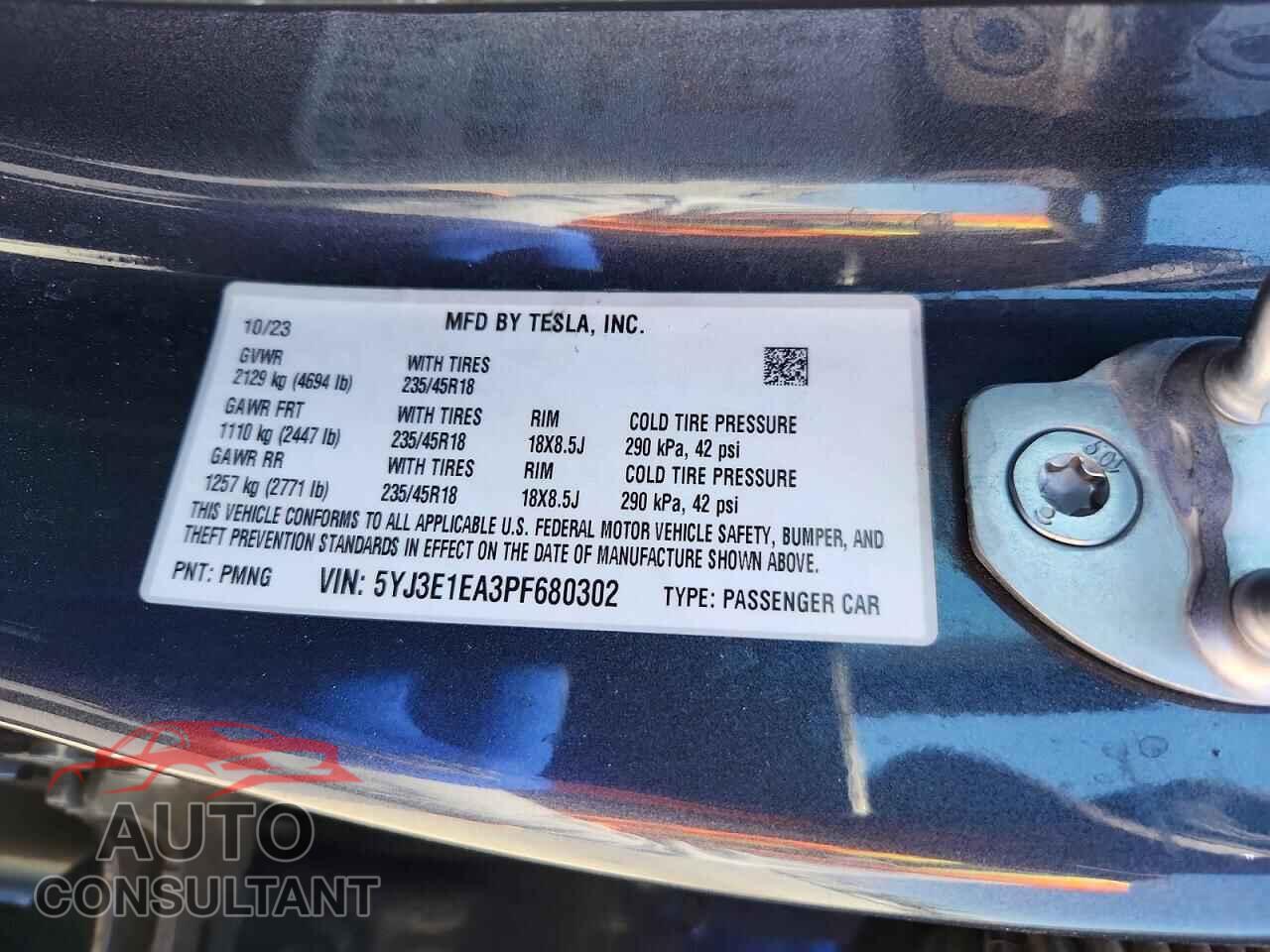 TESLA MODEL 3 2023 - 5YJ3E1EA3PF680302