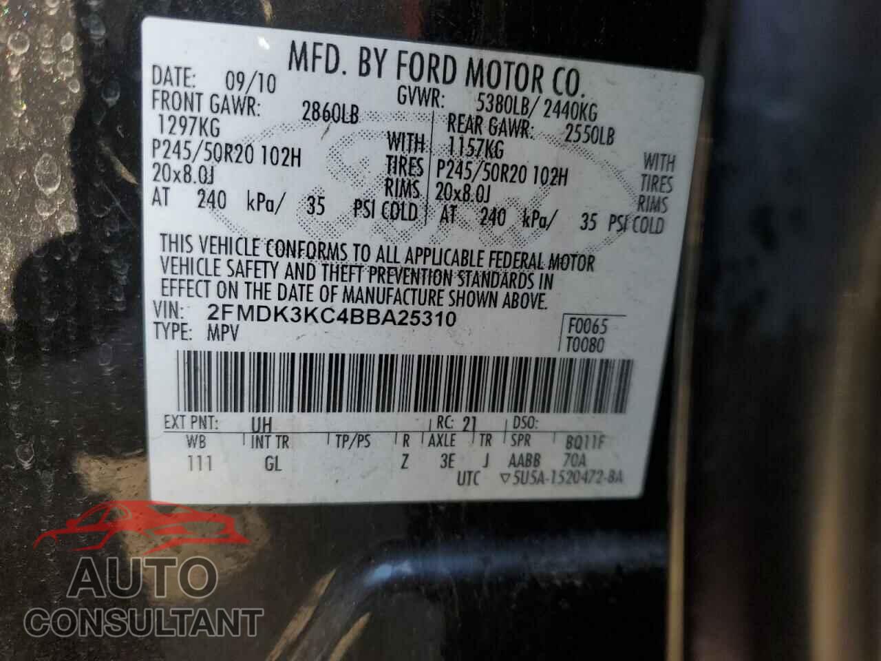 FORD EDGE 2011 - 2FMDK3KC4BBA25310