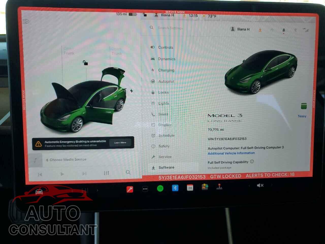 TESLA MODEL 3 2018 - 5YJ3E1EA6JF032153