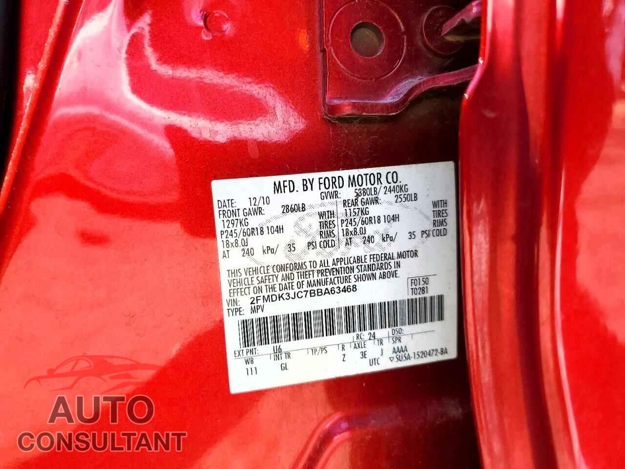 FORD EDGE 2011 - 2FMDK3JC7BBA63468