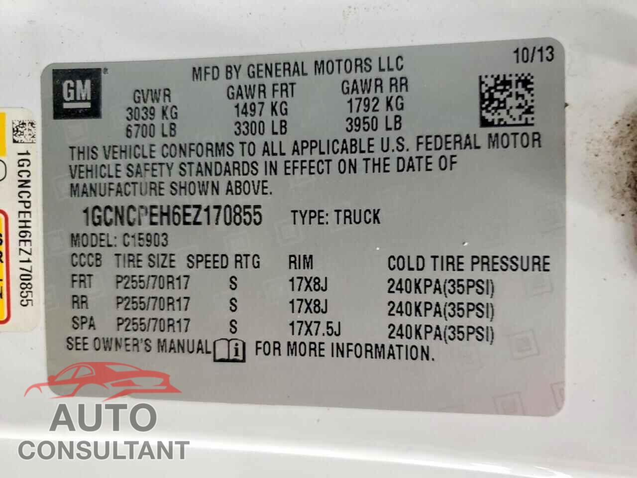 CHEVROLET SILVERADO 2014 - 1GCNCPEH6EZ170855