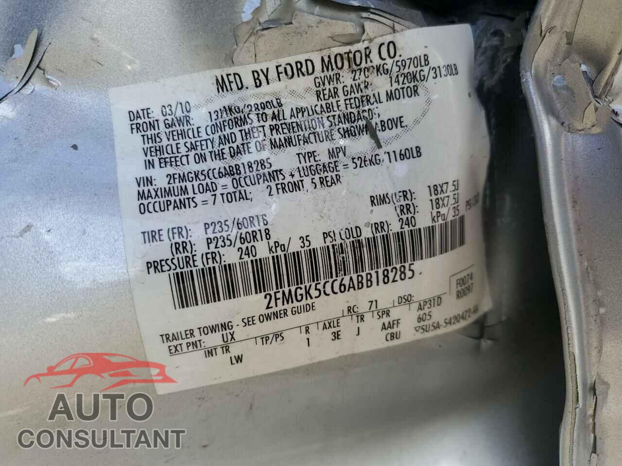 FORD FLEX 2010 - 2FMGK5CC6ABB18285