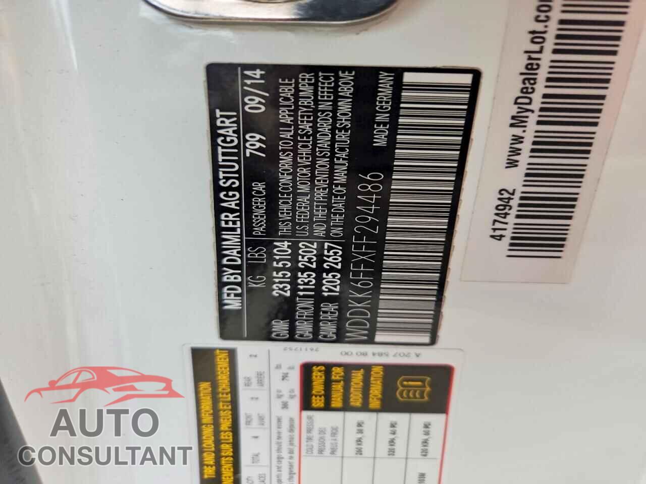 MERCEDES-BENZ E-CLASS 2015 - WDDKK6FFXFF294486