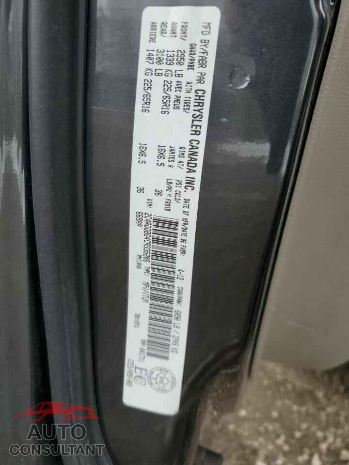 DODGE CARAVAN 2012 - 2C4RDGBG4CR335206