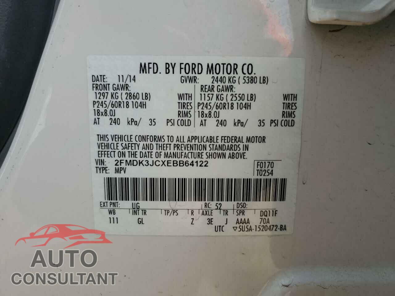 FORD EDGE 2014 - 2FMDK3JCXEBB64122