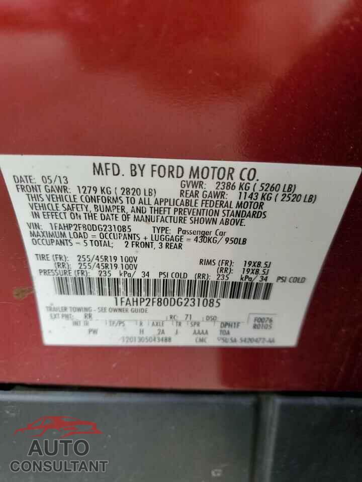 FORD TAURUS 2013 - 1FAHP2F80DG231085