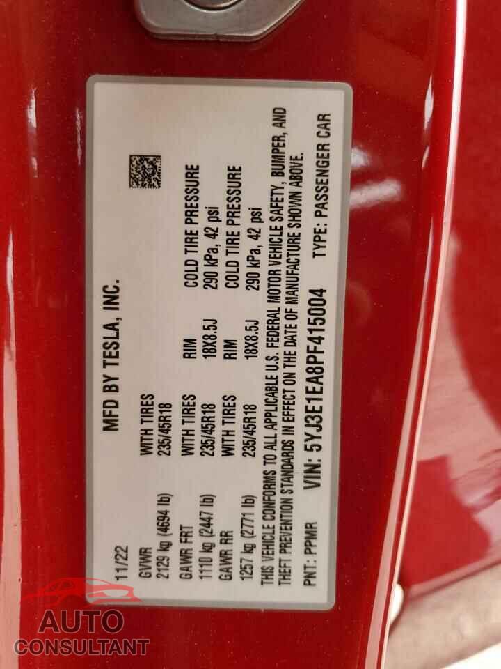 TESLA MODEL 3 2023 - 5YJ3E1EA8PF415004