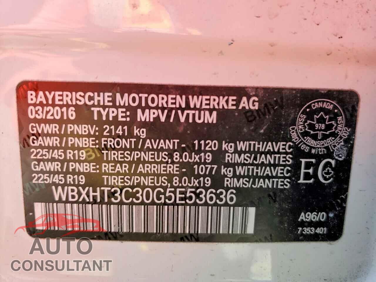 BMW X1 2016 - WBXHT3C30G5E53636