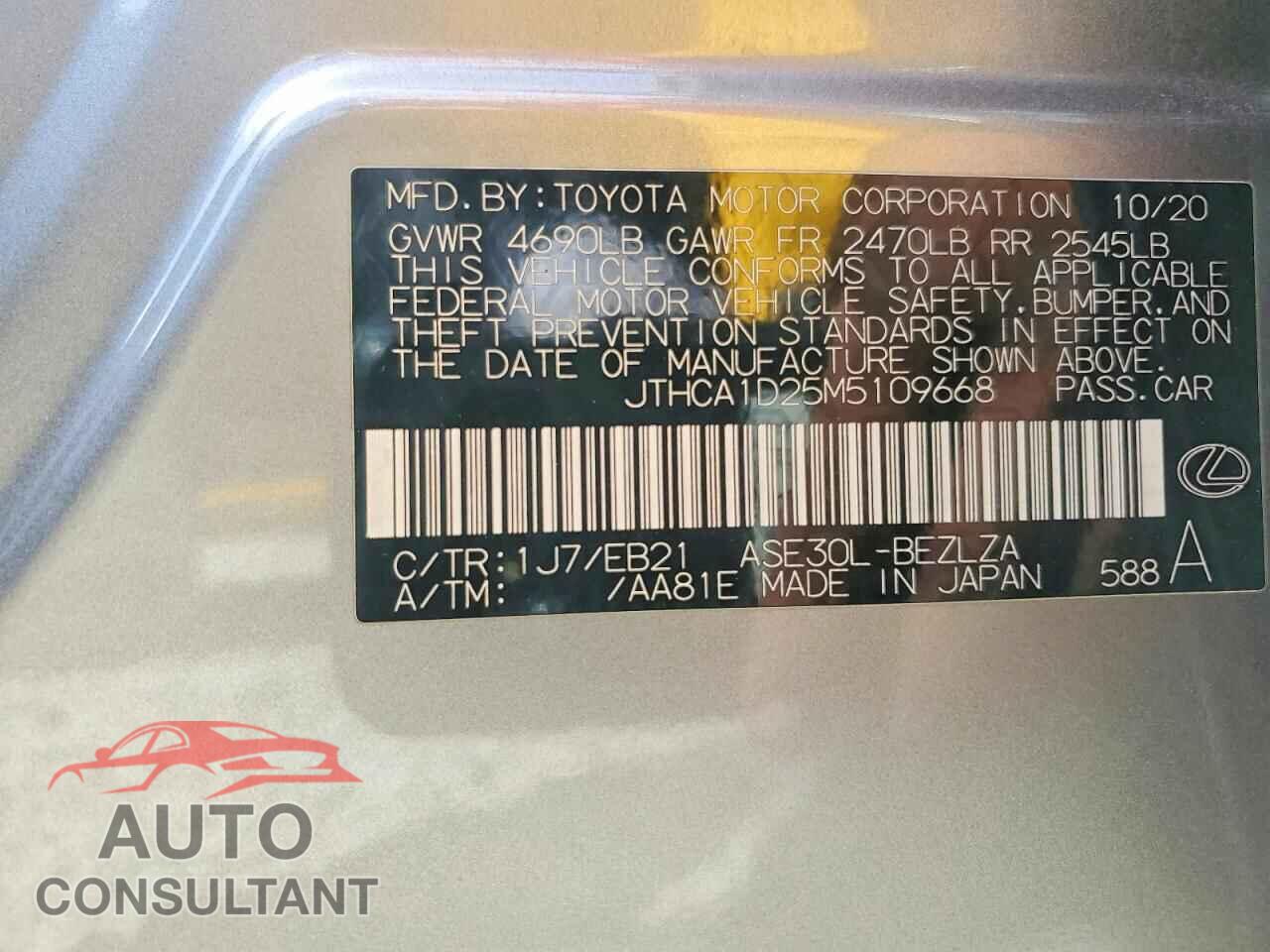 LEXUS IS 2021 - JTHCA1D25M5109668