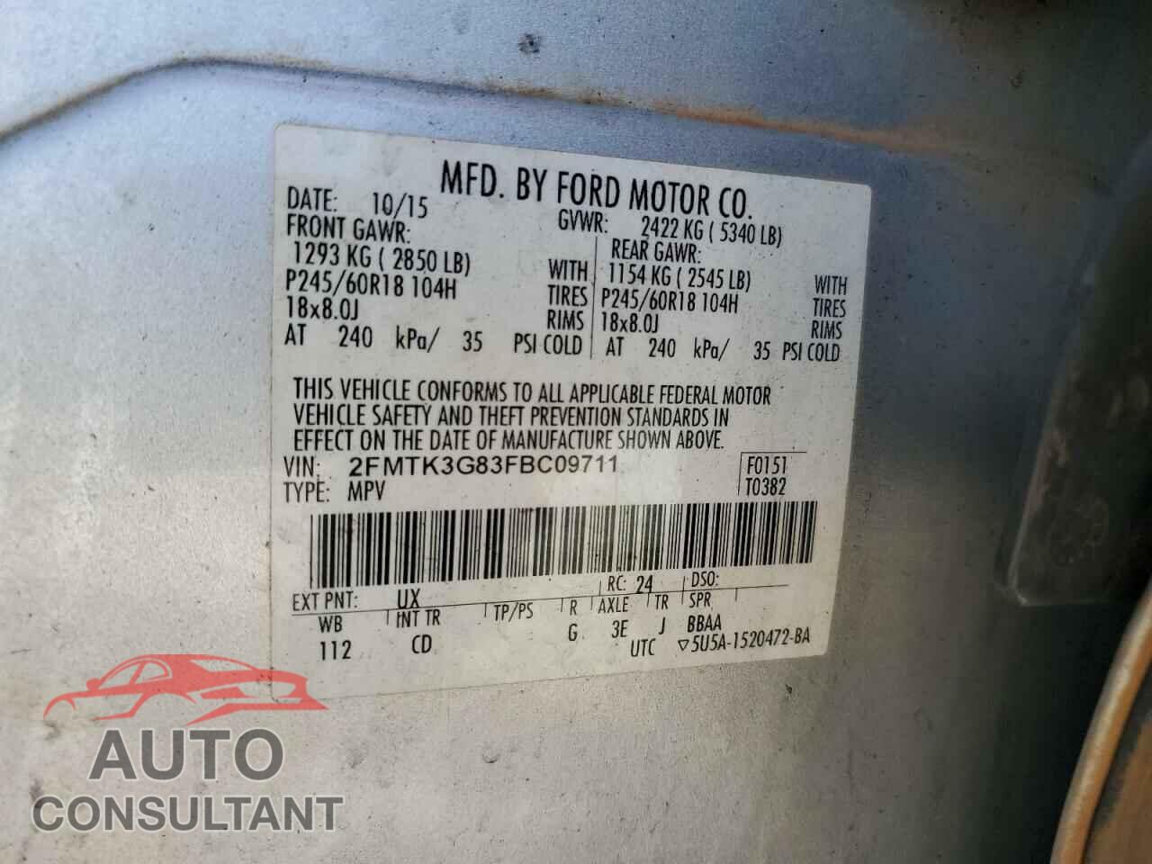 FORD EDGE 2015 - 2FMTK3G83FBC09711