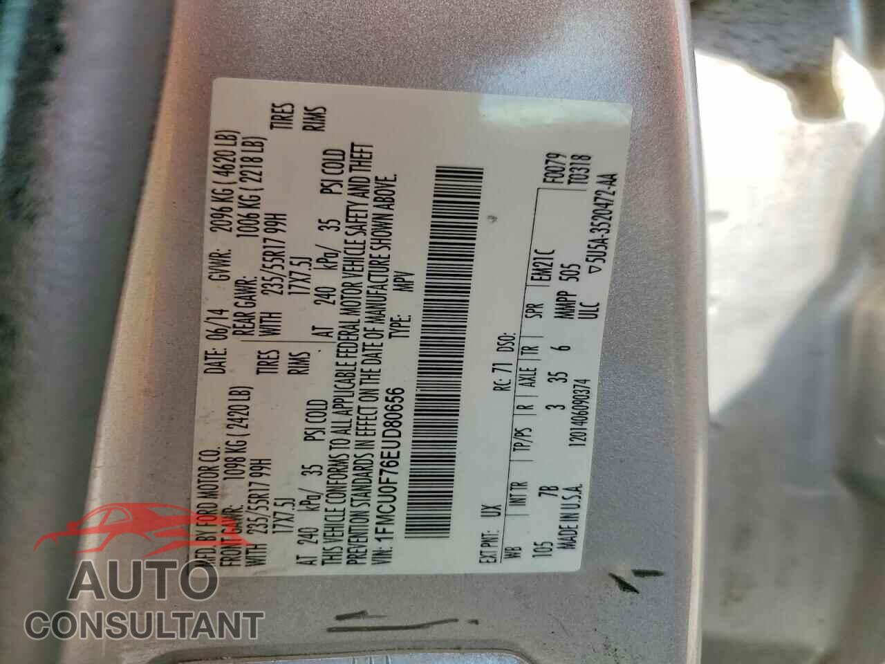 FORD ESCAPE 2014 - 1FMCU0F76EUD80656