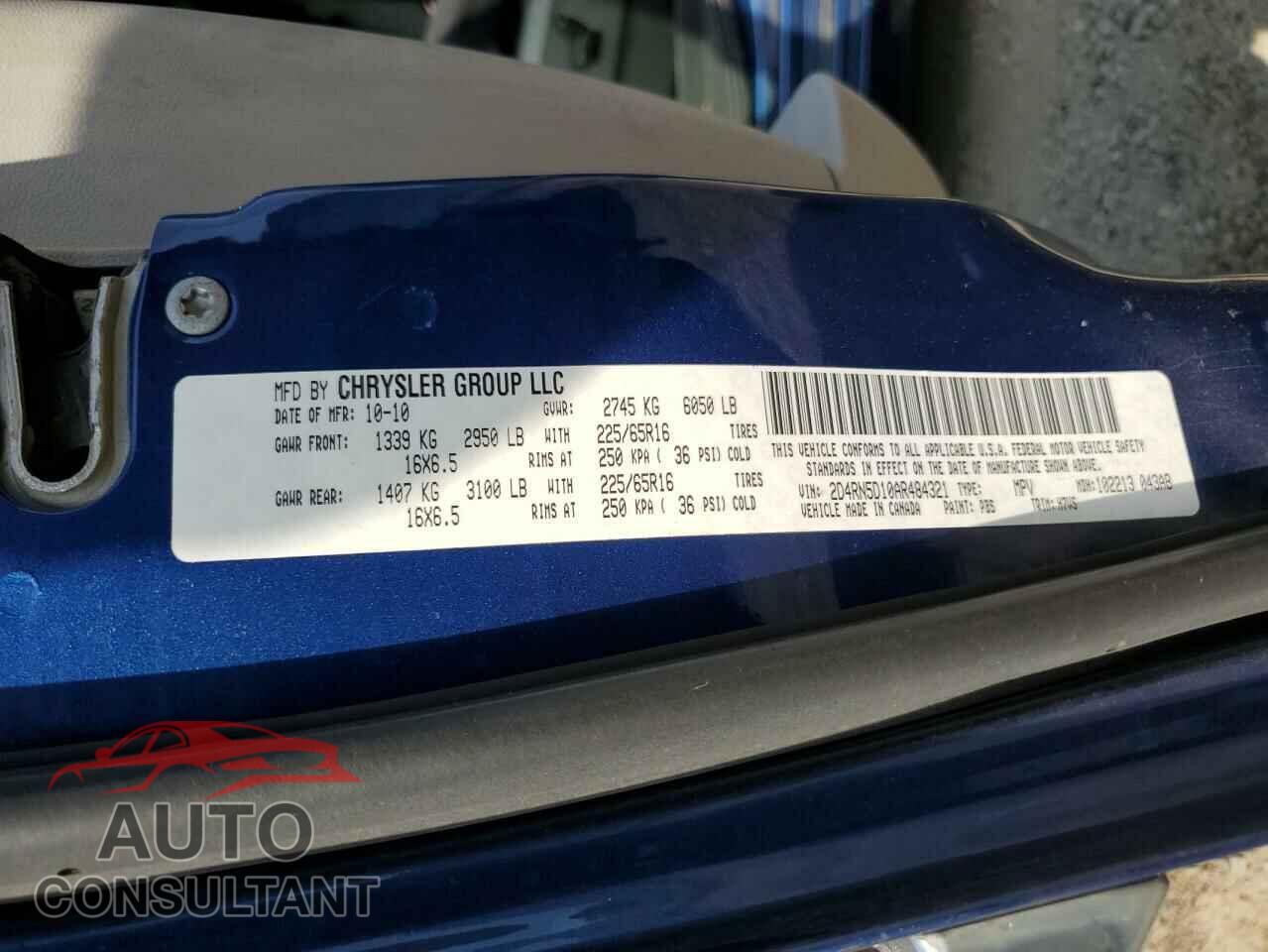 DODGE CARAVAN 2010 - 2D4RN5D10AR484321