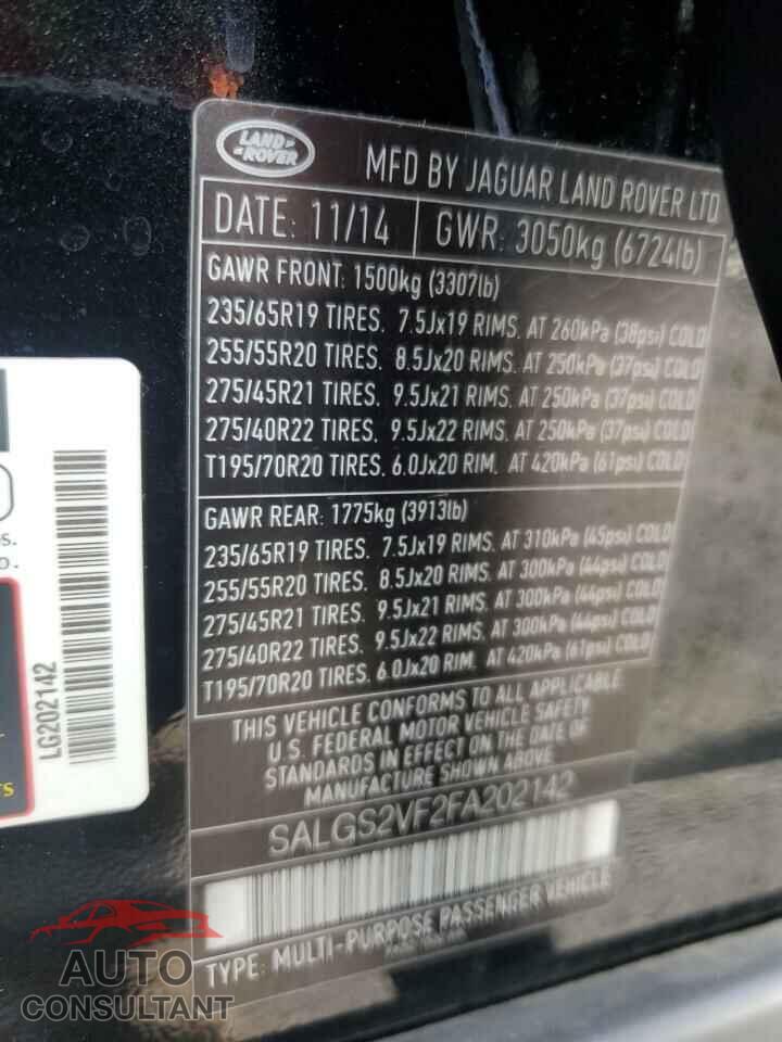 LAND ROVER RANGEROVER 2015 - SALGS2VF2FA202142