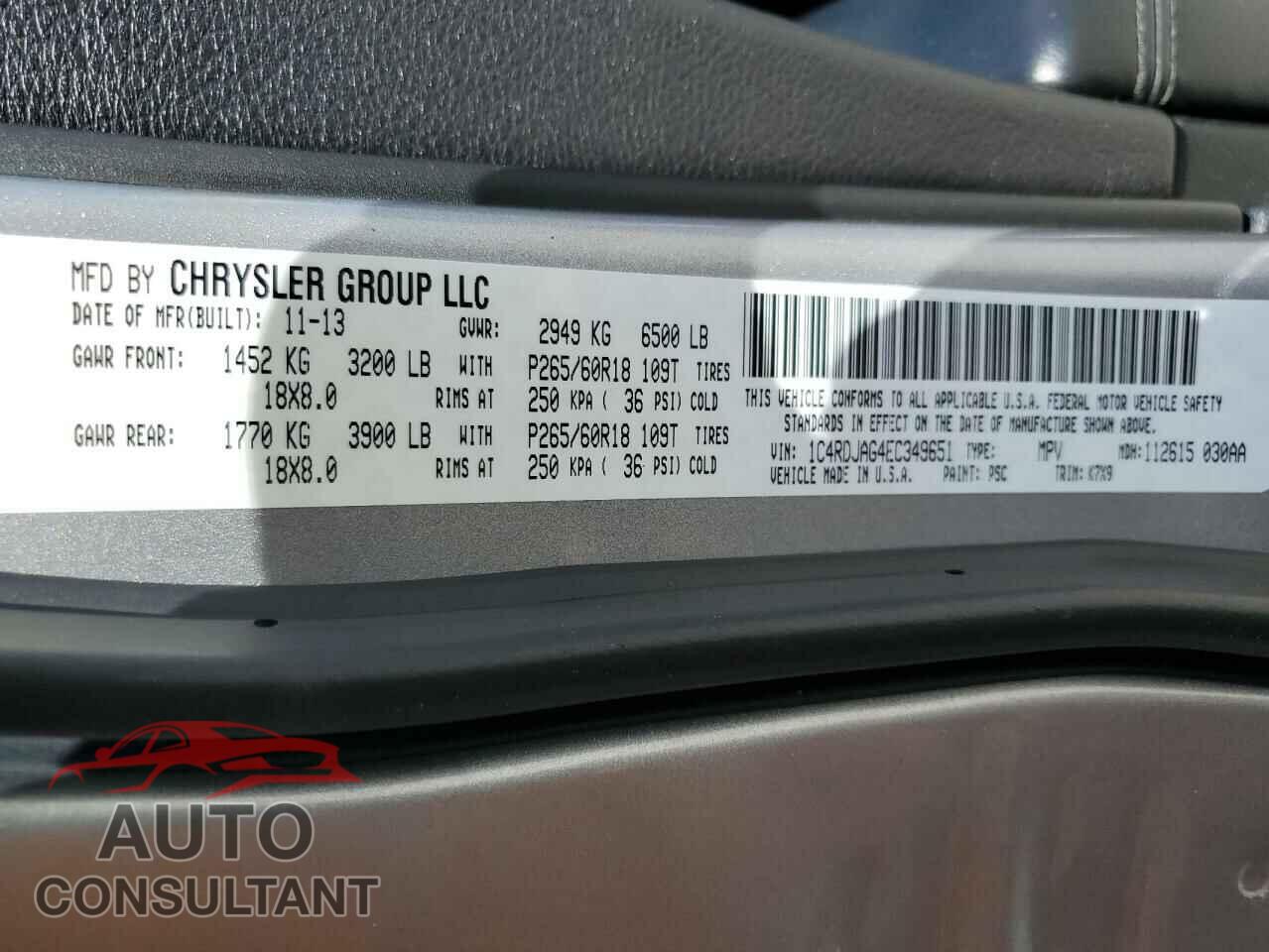 DODGE DURANGO 2014 - 1C4RDJAG4EC349651
