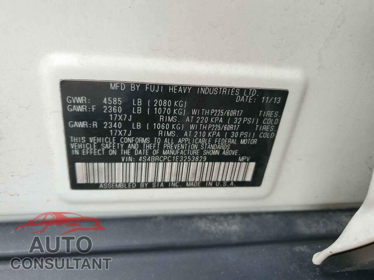 SUBARU OUTBACK 2014 - 4S4BRCPC1E3253829