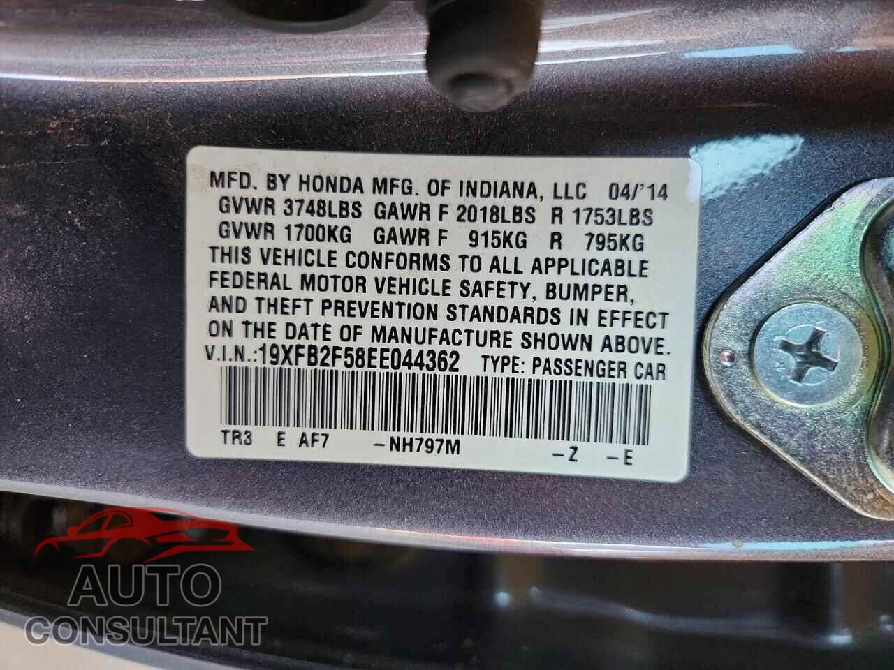 HONDA CIVIC 2014 - 19XFB2F58EE044362