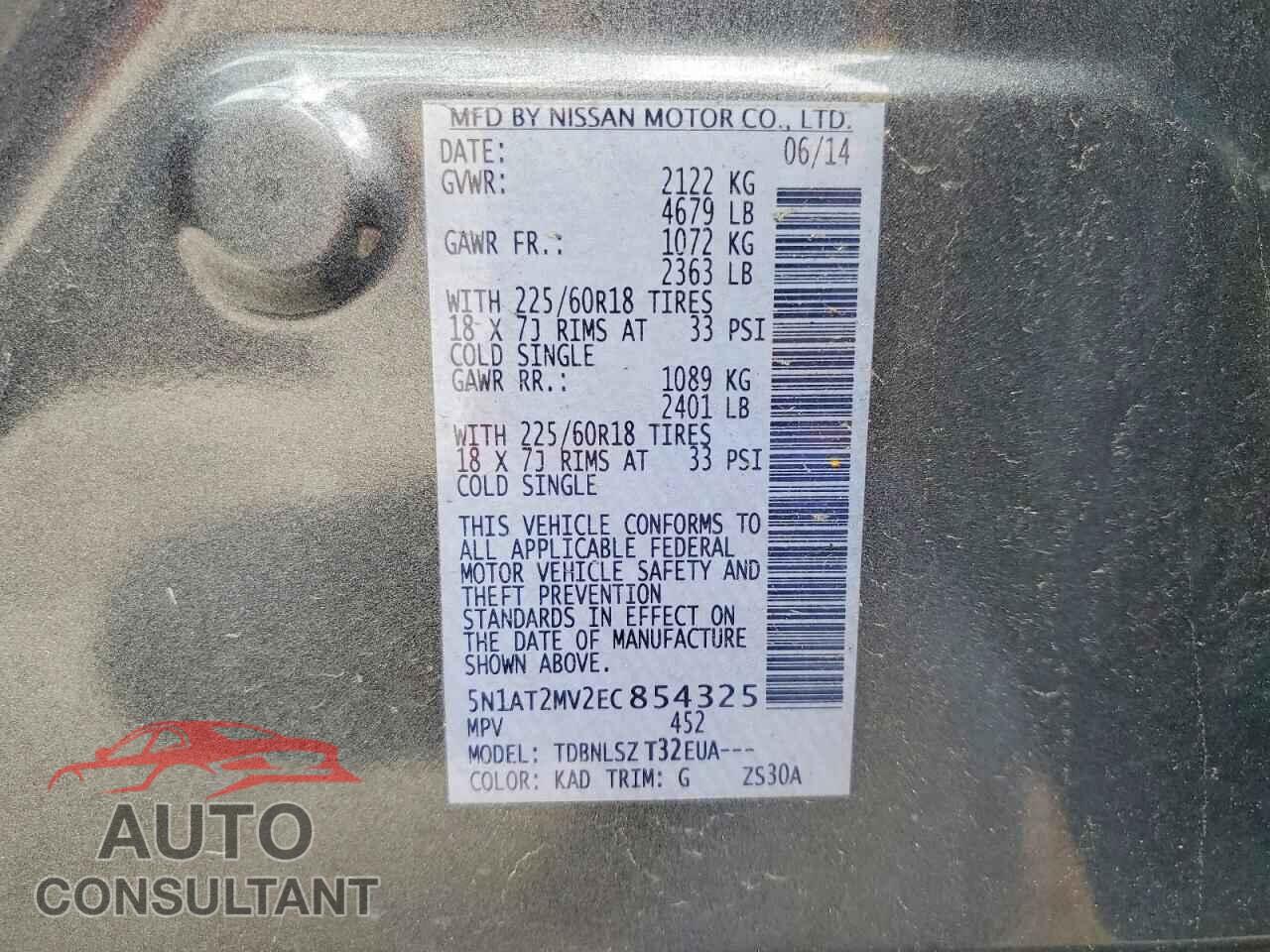 NISSAN ROGUE 2014 - 5N1AT2MV2EC854325