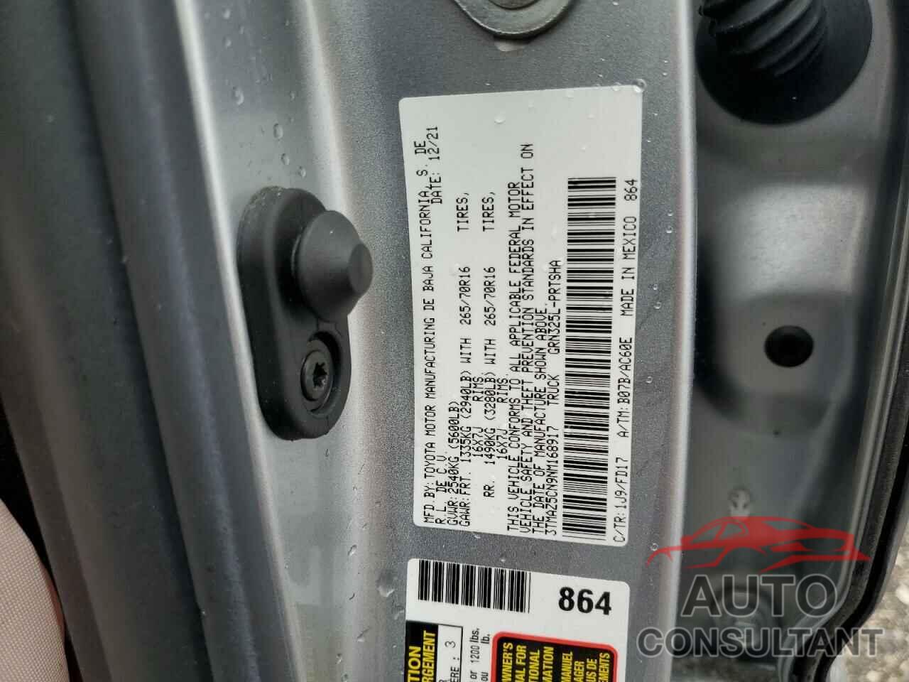 TOYOTA TACOMA 2022 - 3TMAZ5CN9NM168917