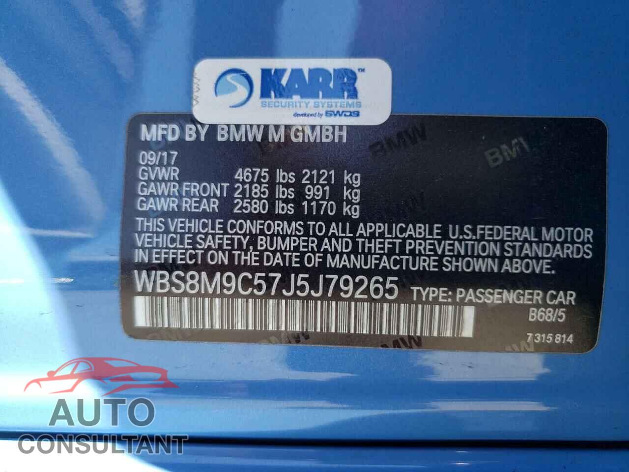 BMW M3 2018 - WBS8M9C57J5J79265