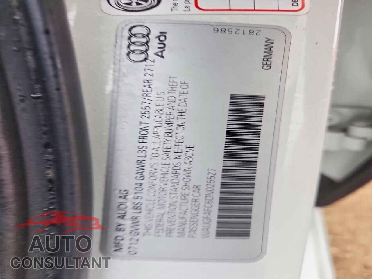 AUDI A6 2013 - WAUGFAFC6DN025527