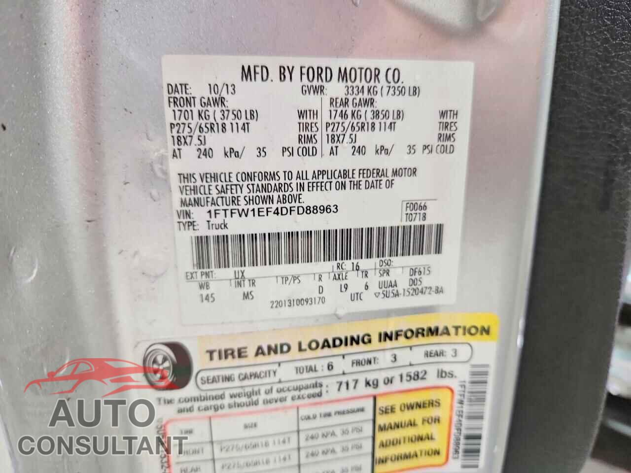 FORD F150 2013 - 1FTFW1EF4DFD88963