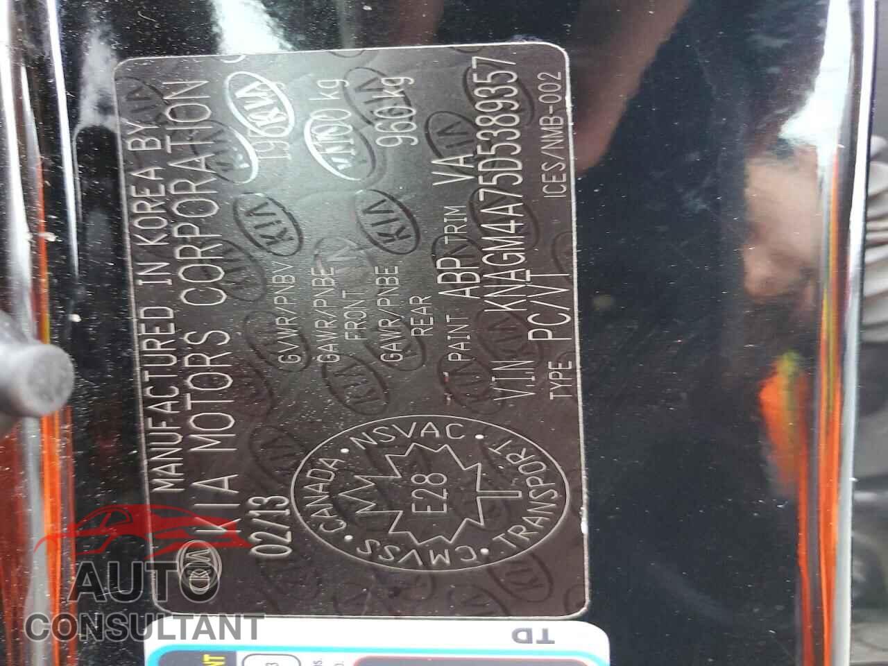 KIA OPTIMA 2013 - KNAGM4A75D5389357