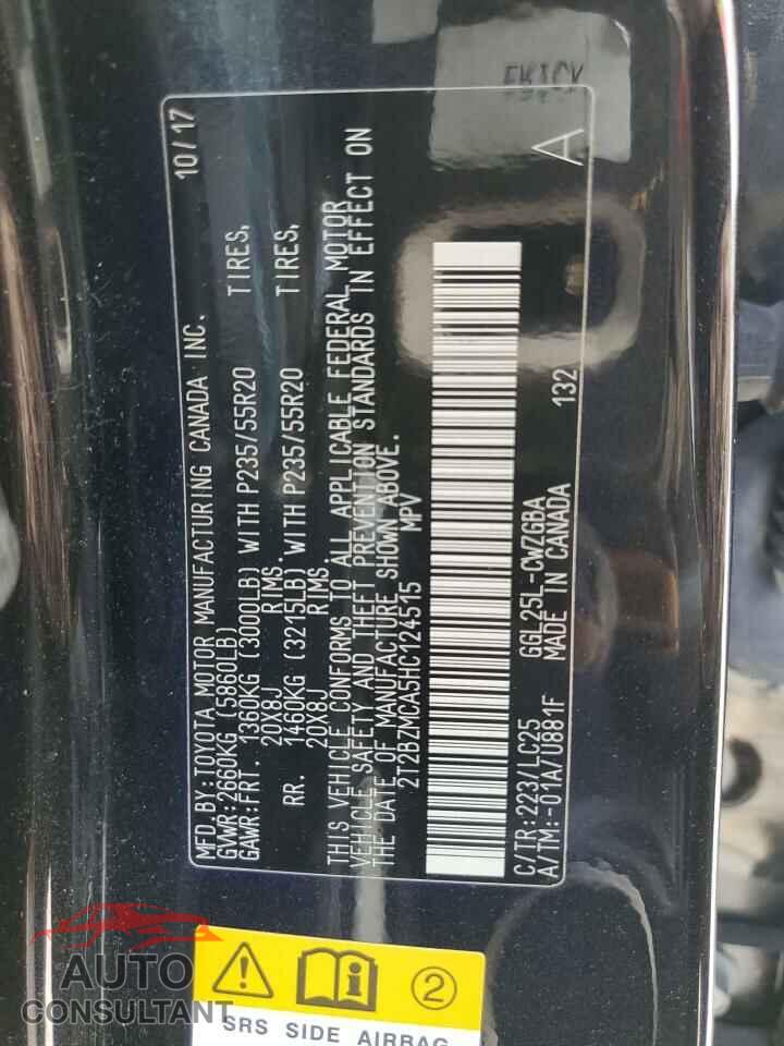 LEXUS RX350 2017 - 2T2BZMCA5HC124515