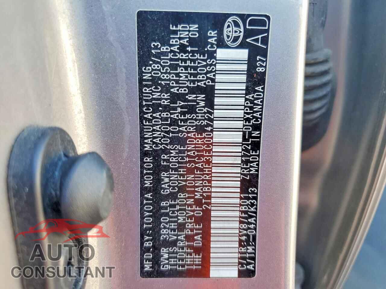 TOYOTA COROLLA 2014 - 2T1BPRHE3EC004727