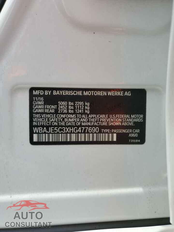 BMW 5 SERIES 2017 - WBAJE5C3XHG477690