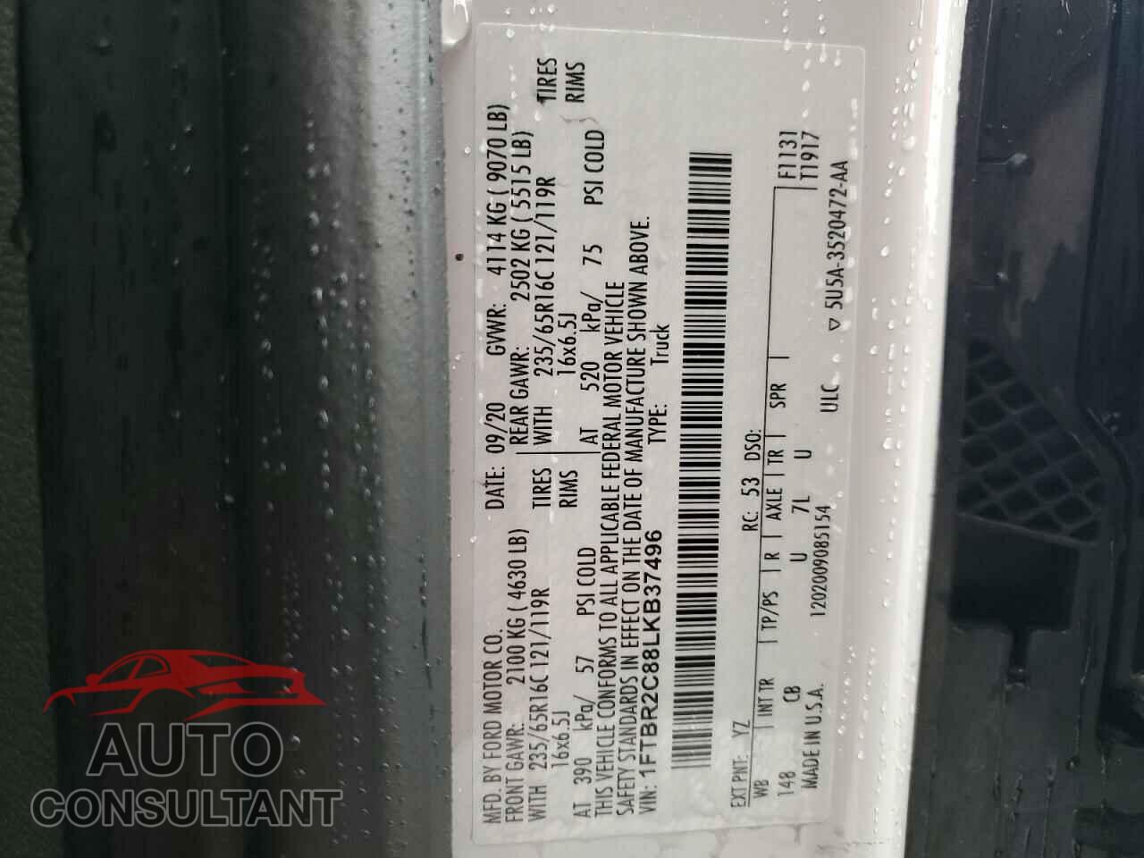 FORD TRANSIT 2020 - 1FTBR2C88LKB37496