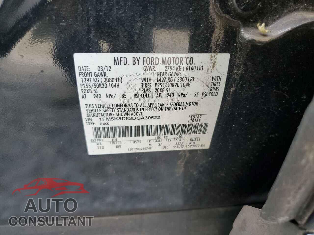 FORD EXPLORER 2013 - 1FM5K8D83DGA30522