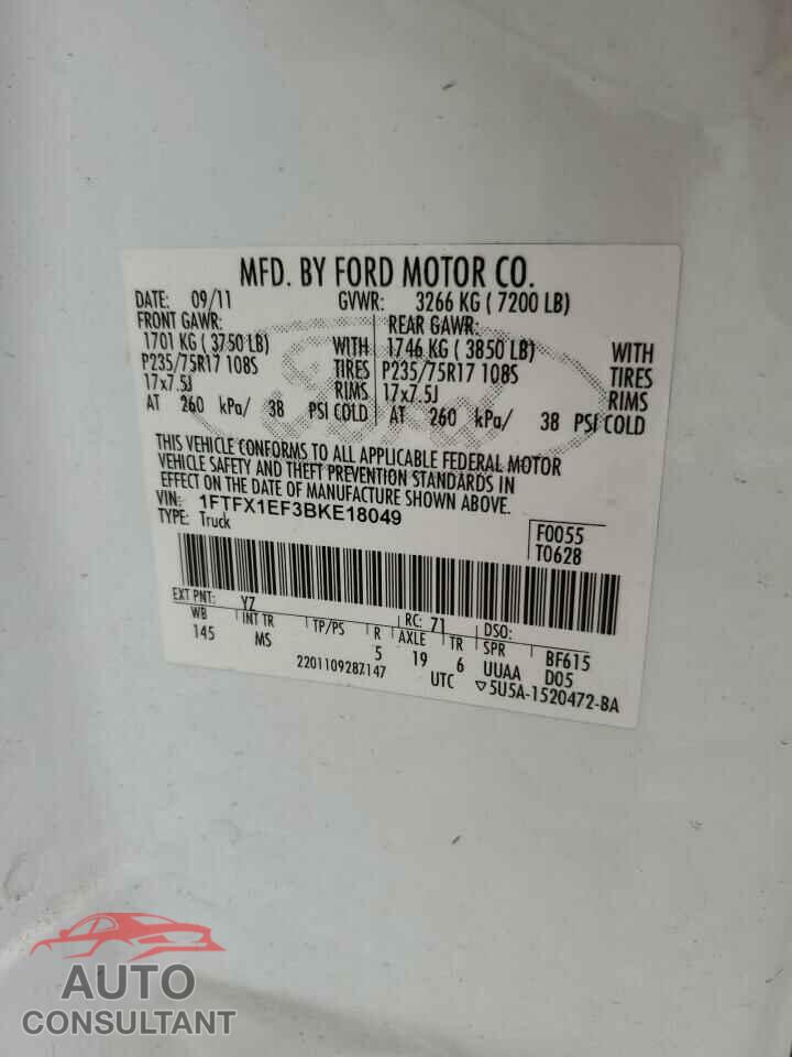 FORD F-150 2011 - 1FTFX1EF3BKE18049