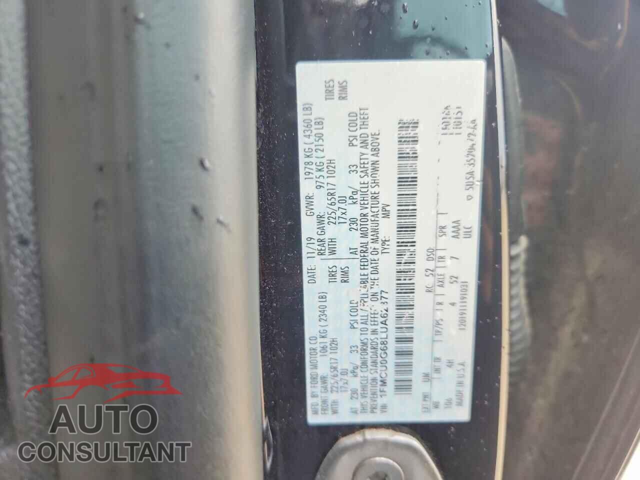 FORD ESCAPE 2020 - 1FMCU0G68LUA62377