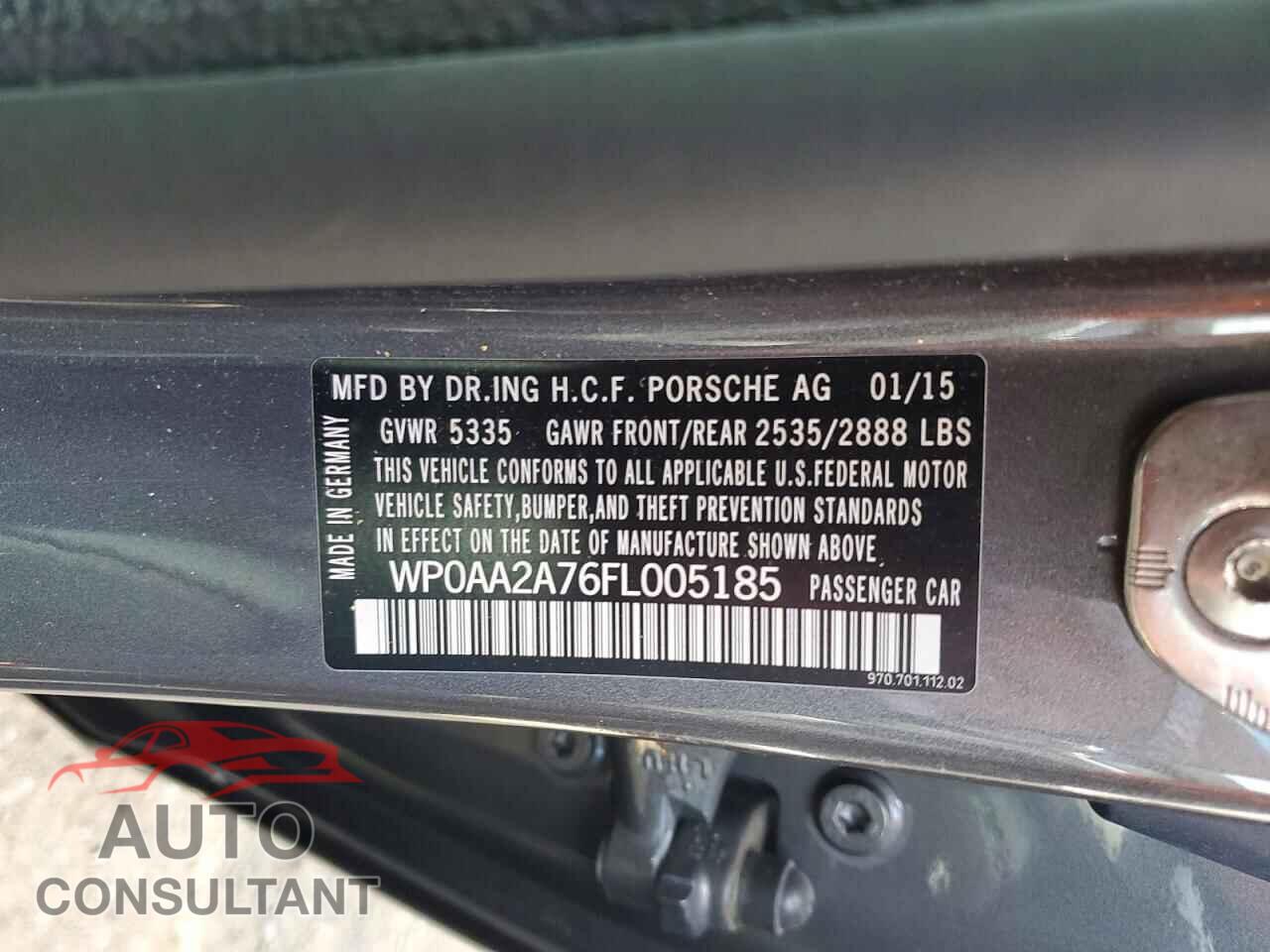 PORSCHE PANAMERA 2015 - WP0AA2A76FL005185